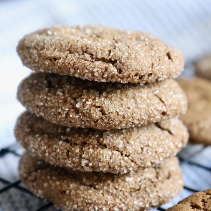 4 sourdough whole grain molasses cookies stacked