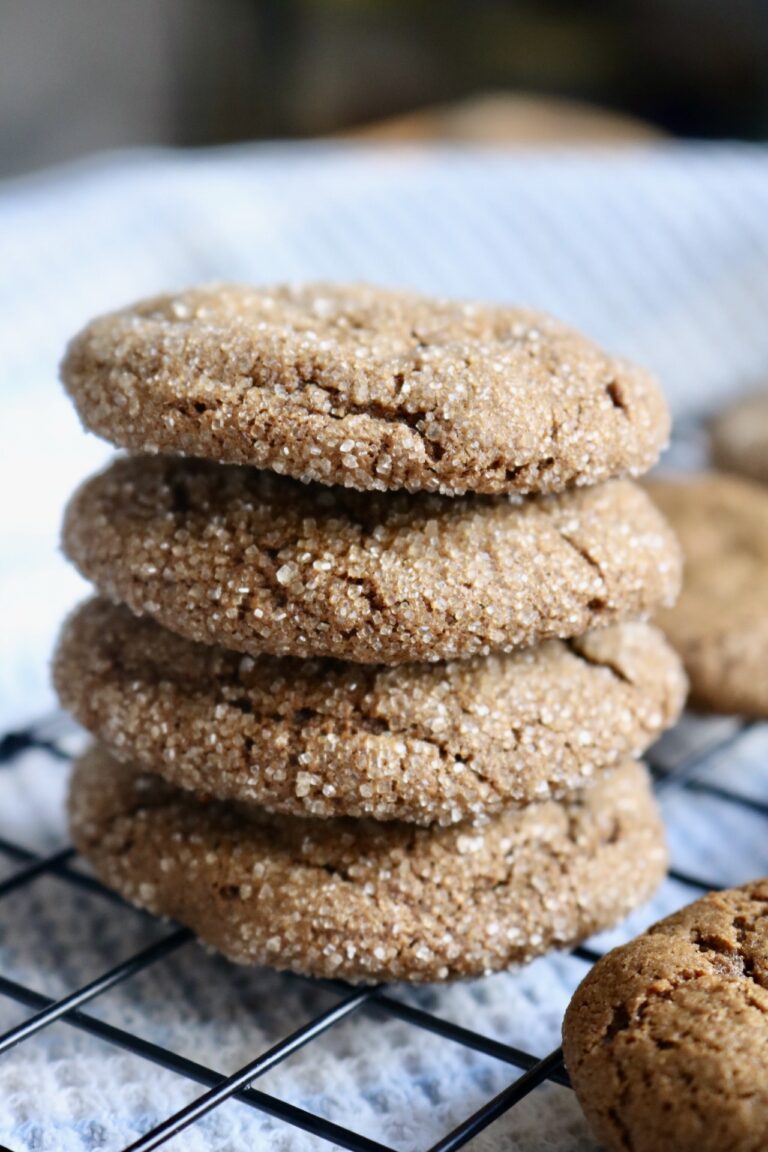 4 sourdough whole grain molasses cookies stacked