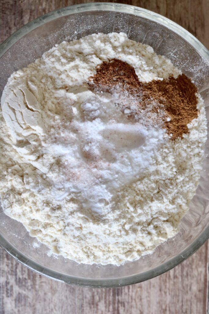 dry ingredients in a glass bowl