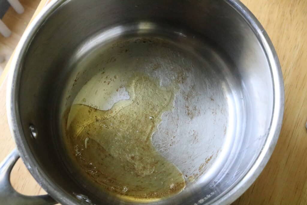 coconut oil and honey in a small saucepan