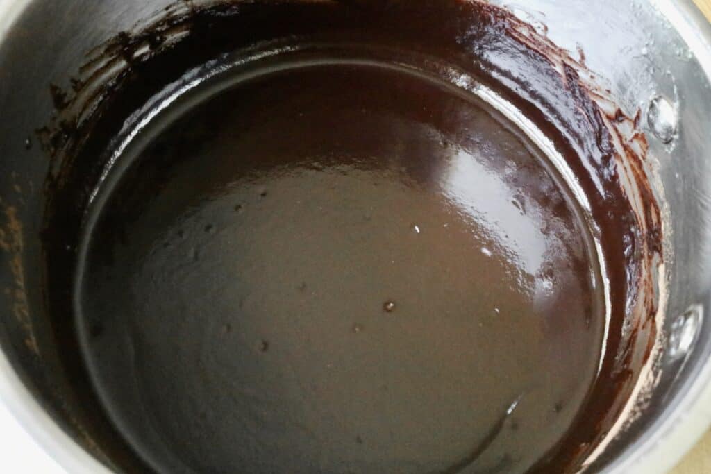 chocolate sause in a saucepan
