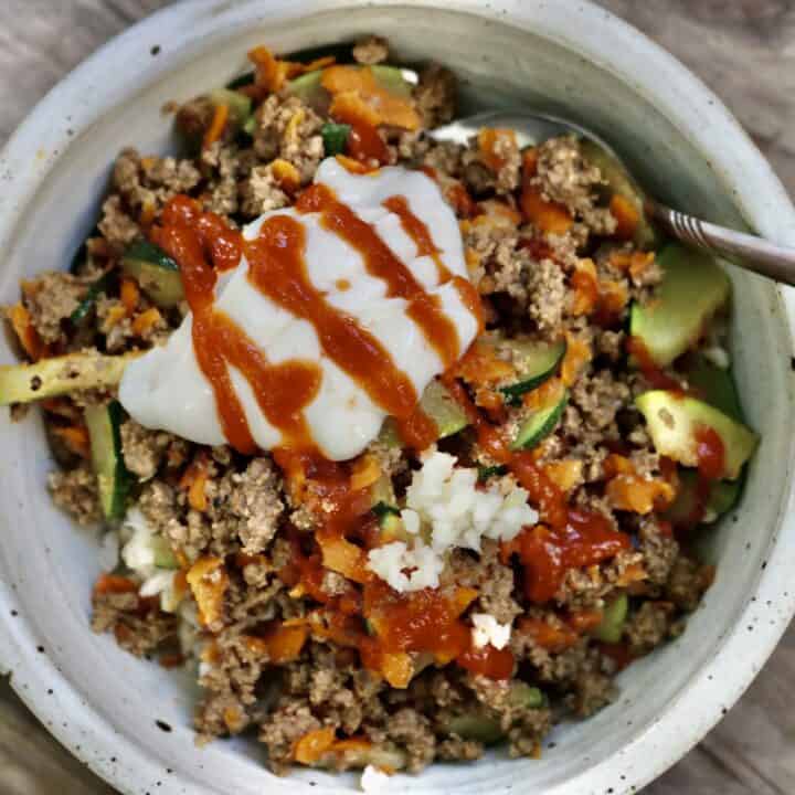 Ground Beef and Rice Bowls with Zucchini