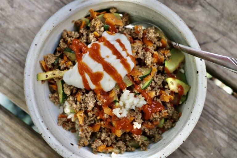Ground Beef and Rice Bowls with Zucchini