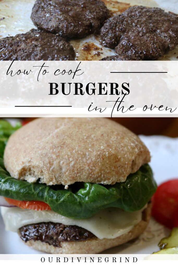 how to cook burgers in the oven Pinterest pin