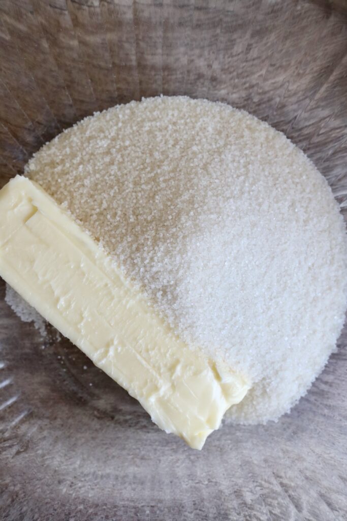 butter and sugar in a bowl