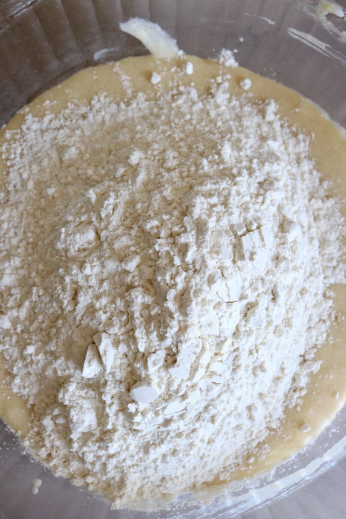 dry ingredients added to wwet ingredients