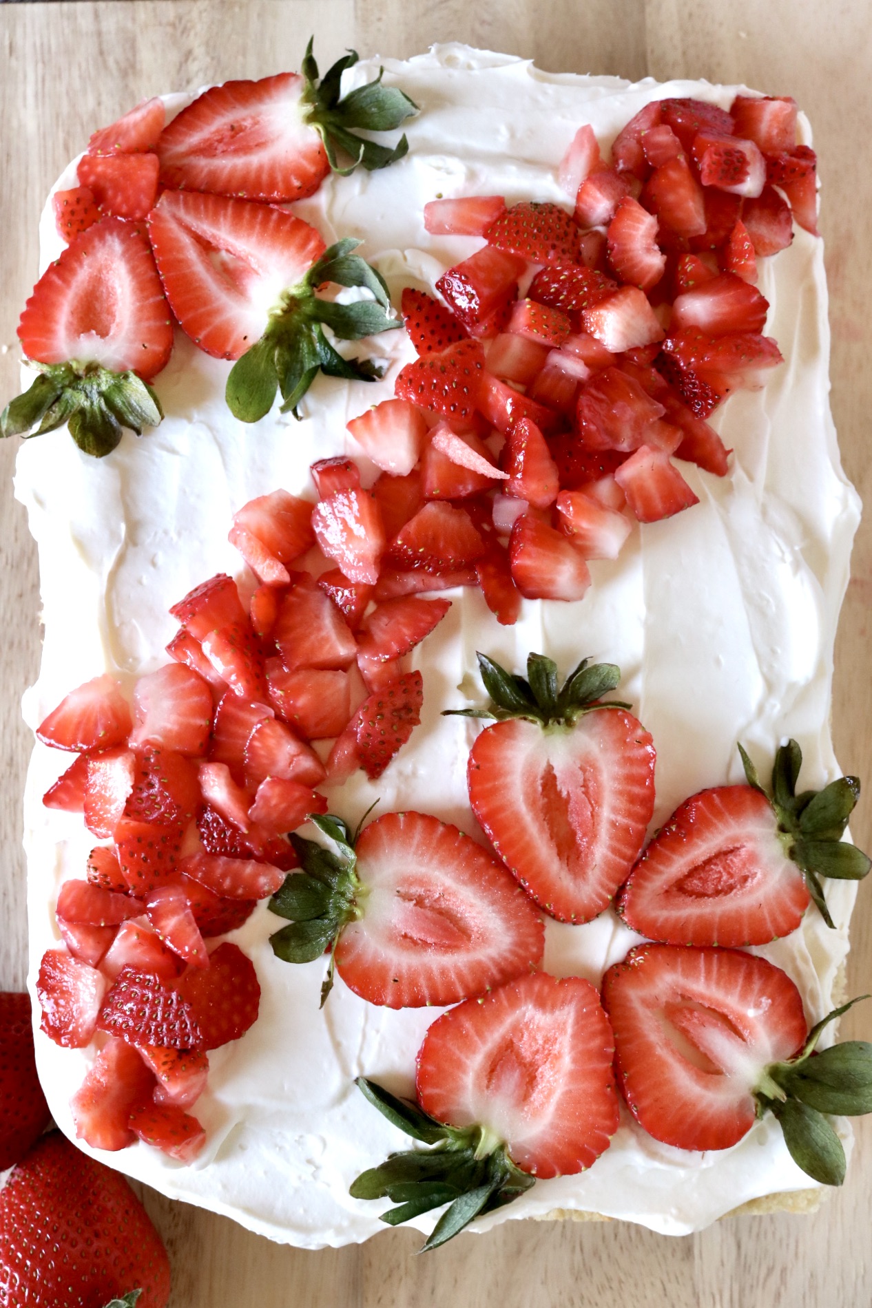 finished sourdough discard strawberry shortcake top perspective