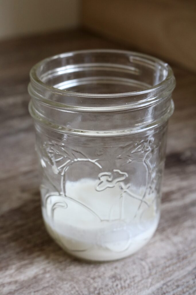 milk in a small jar