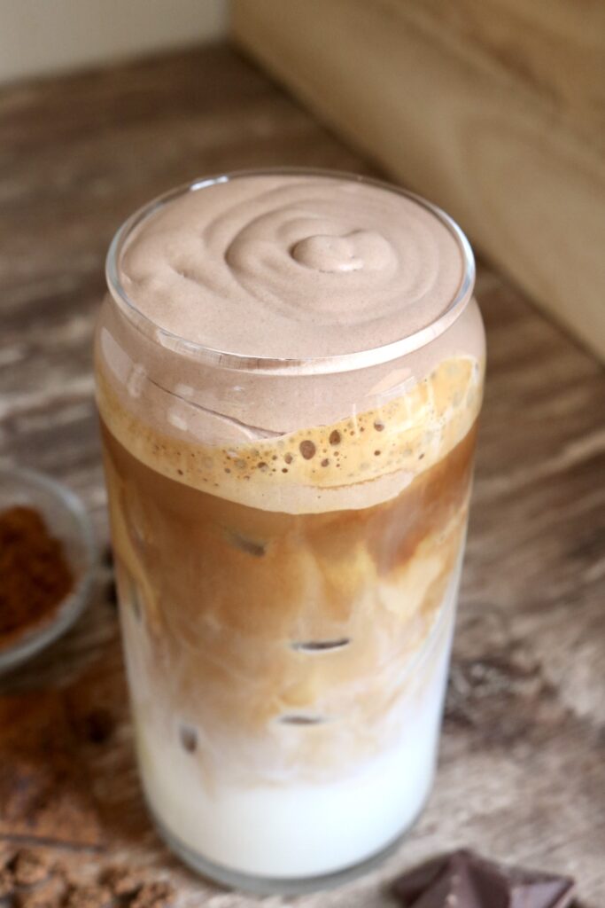 iced latte with chocolate cold foam