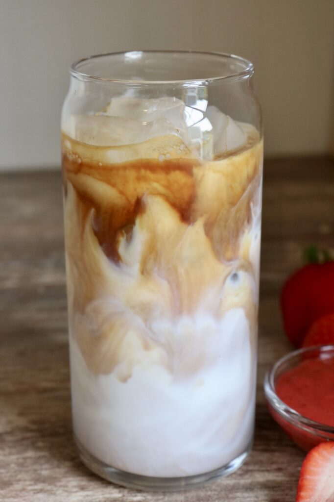 ice milk and espresso shot in a glass