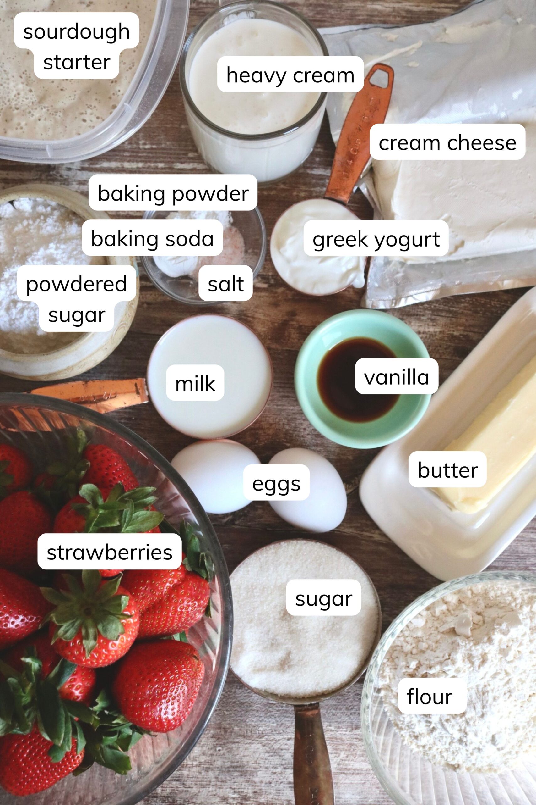 sourdough discard strawberry shortcake ingredients photo