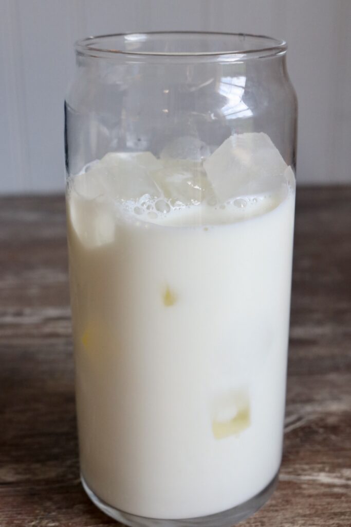glass of milk and ice