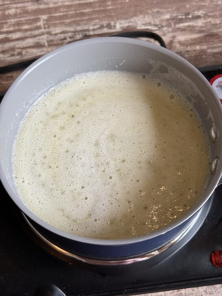 melted butter in a saucepan
