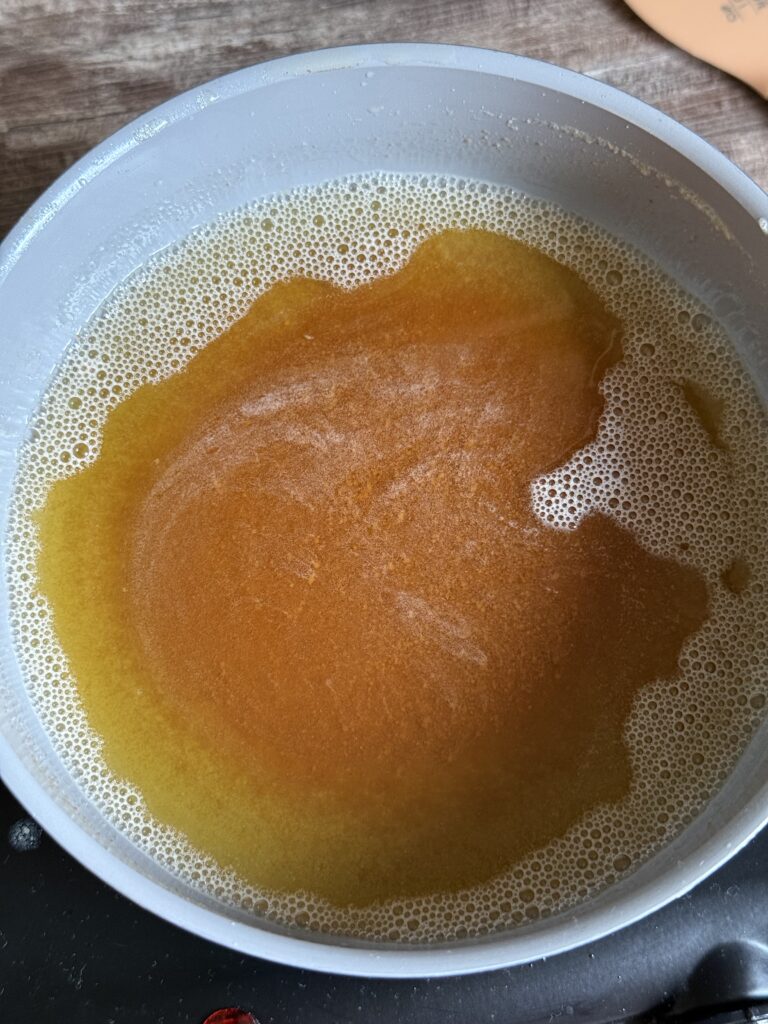browned butter in a pan