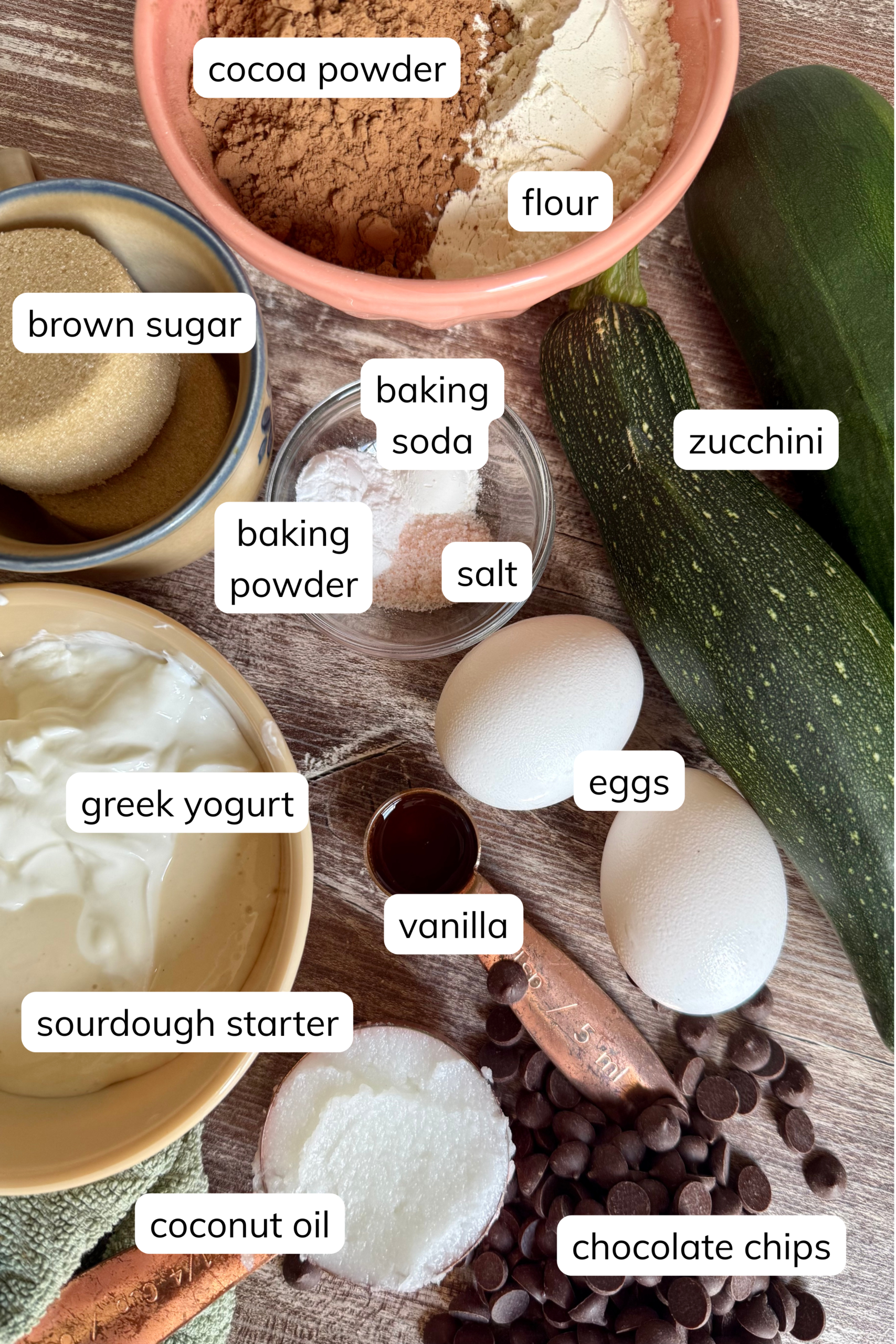 sourdough double chocolate zucchini bread ingredients