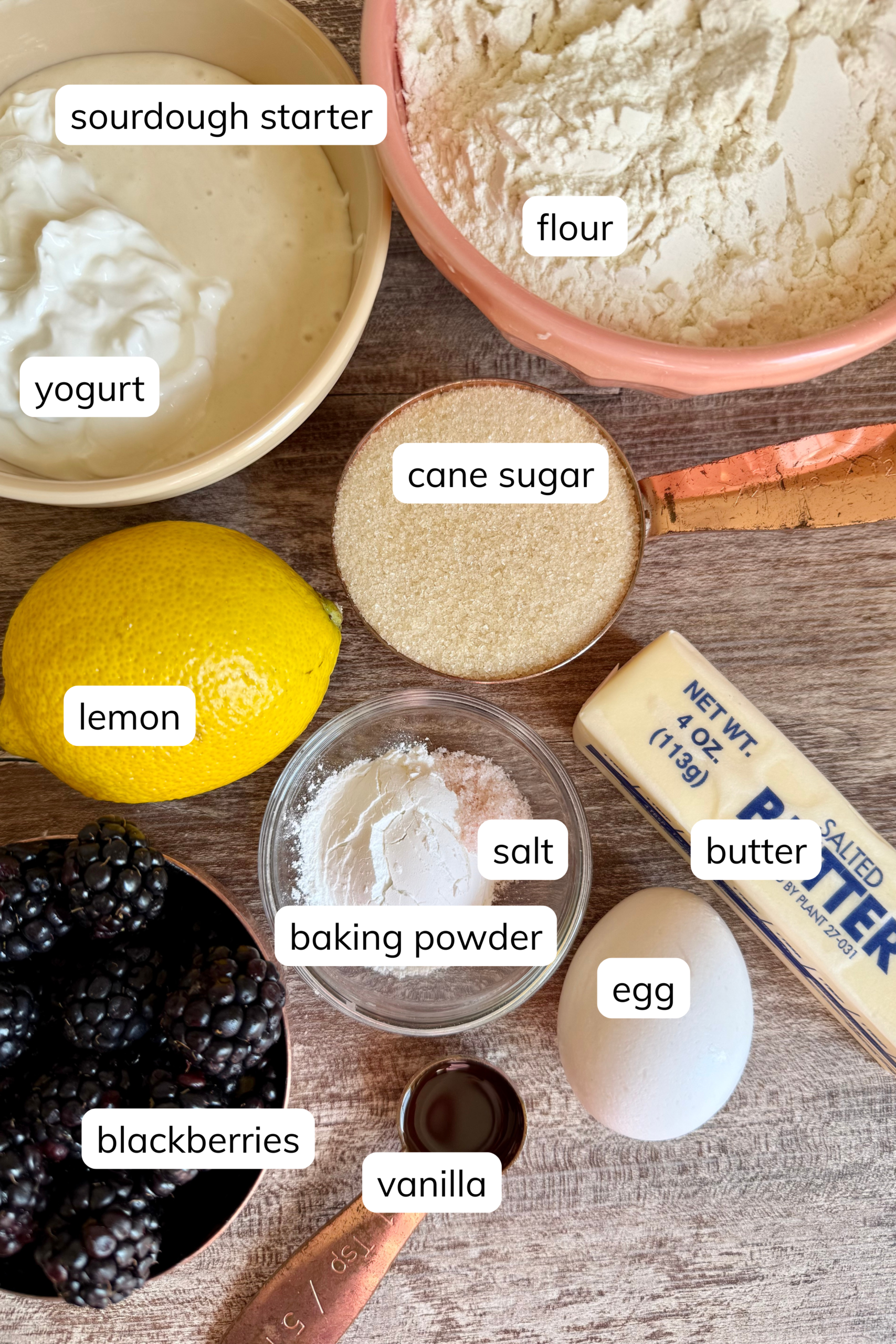 sourdough blackberry lemon sourdough scones ingredients
