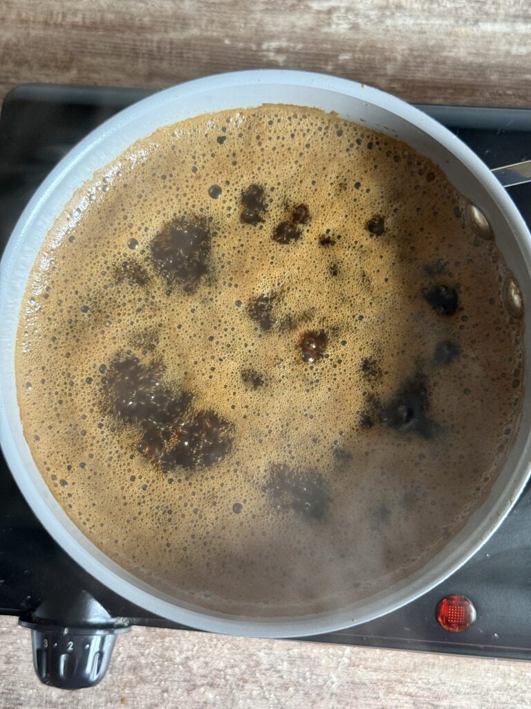 boiling coffee syrup